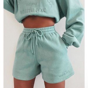 White fox Along For The Ride Lounge Shorts Sage